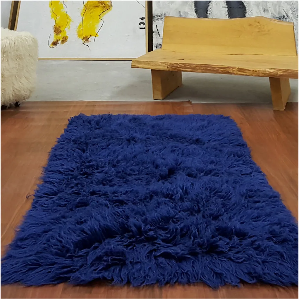 SUPER THICK 3X5 BLUE FLOKATI RUG | THICK 3000gsm WEIGHT | LONG 3.5" PILE