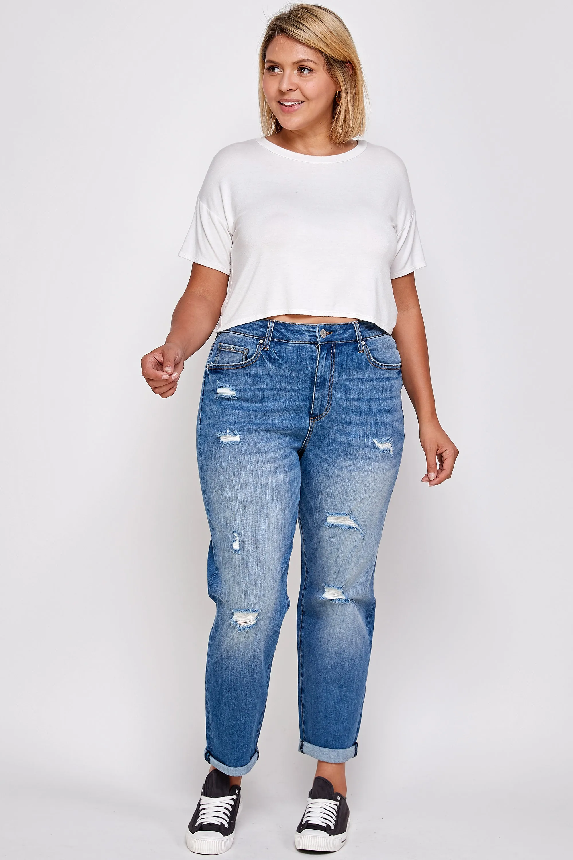 TAKE IT EASY PLUS SIZE SLIM FIT BOYFRIEND JEANS