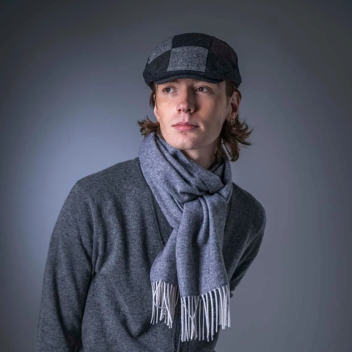 Tweed Patchwork Flat Cap