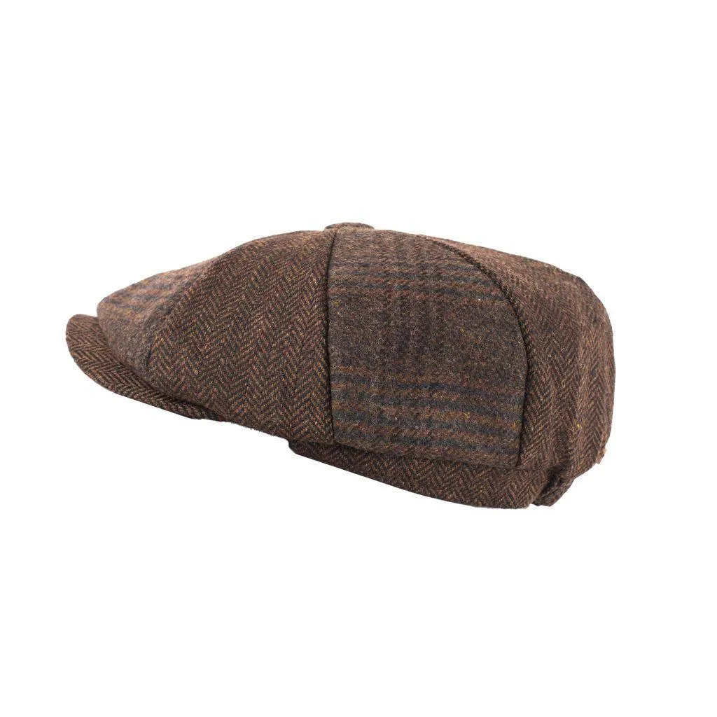 Tweed Patchwork Newsboy Cap