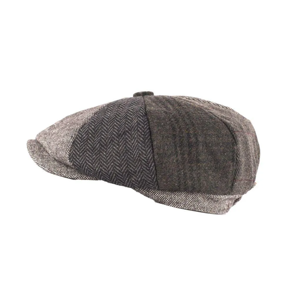 Tweed Patchwork Newsboy Cap
