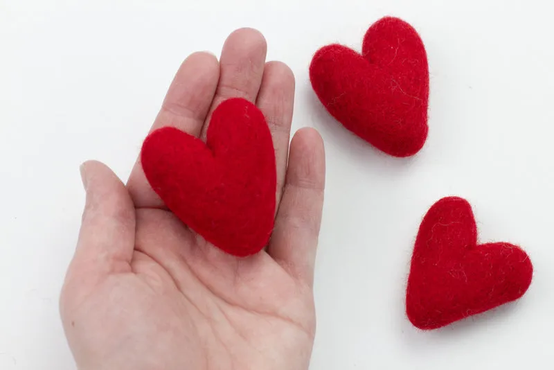 Valentine's Day Felt Folk Hearts- Red
