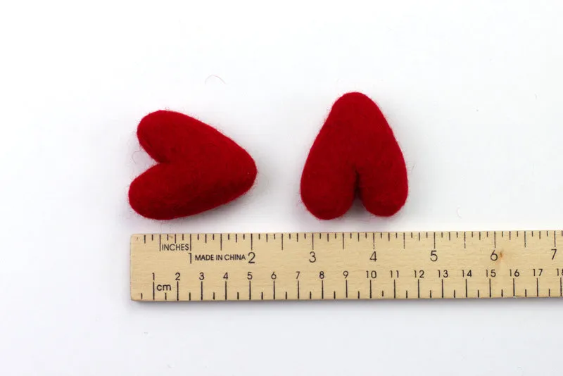 Valentine's Day Felt Folk Hearts- Red