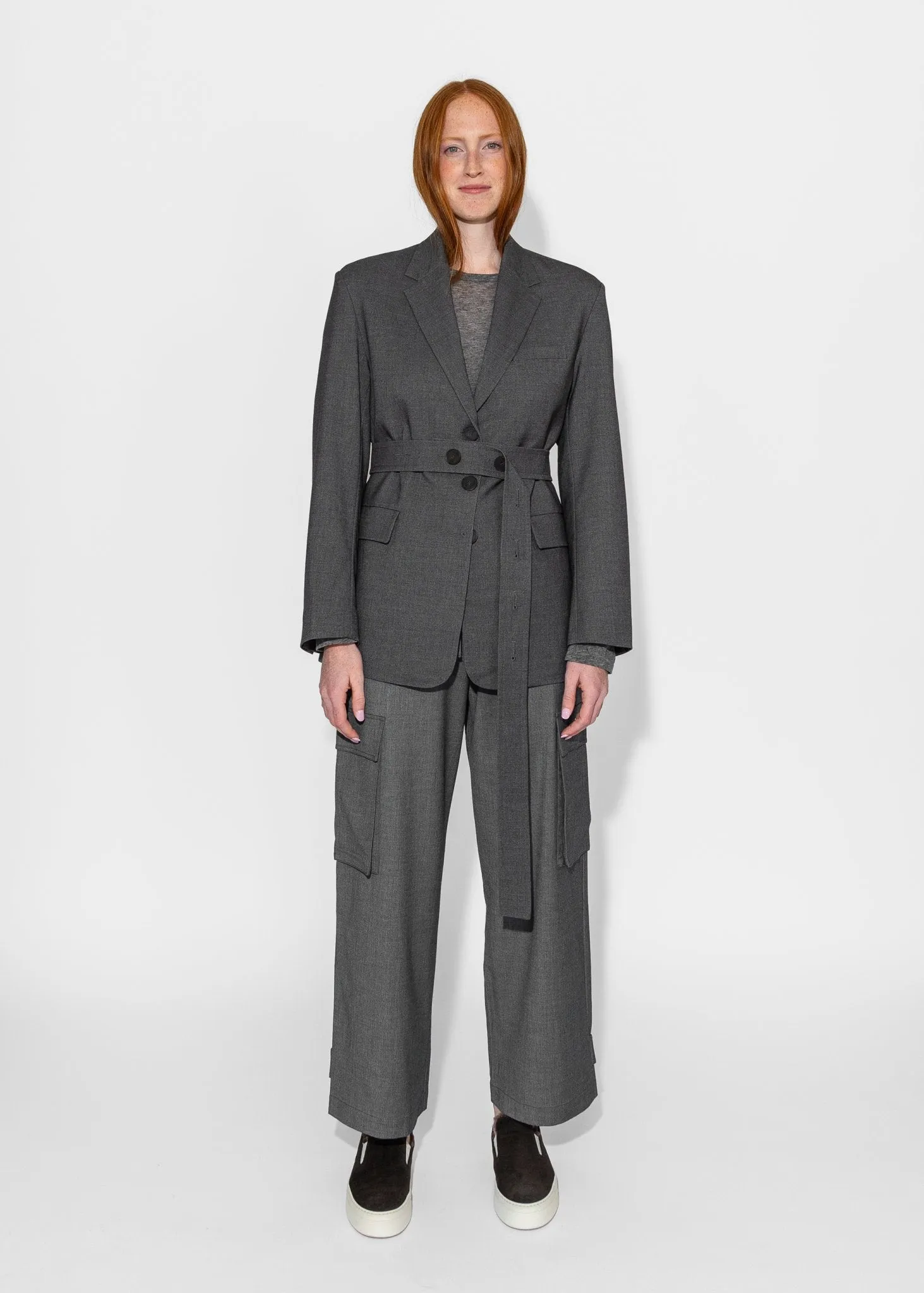 Wool Blend Cargo Pants in Gray