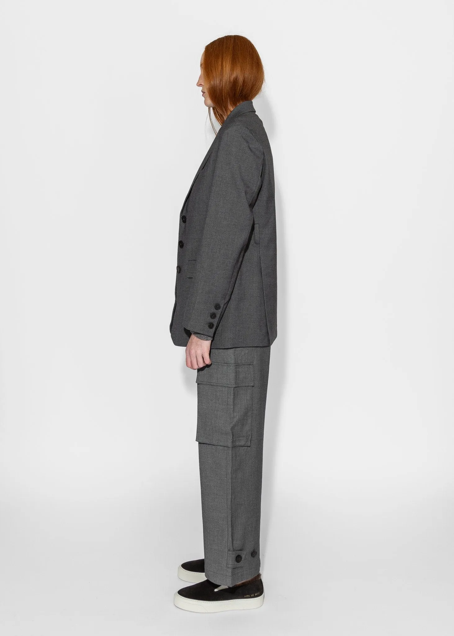 Wool Blend Cargo Pants in Gray