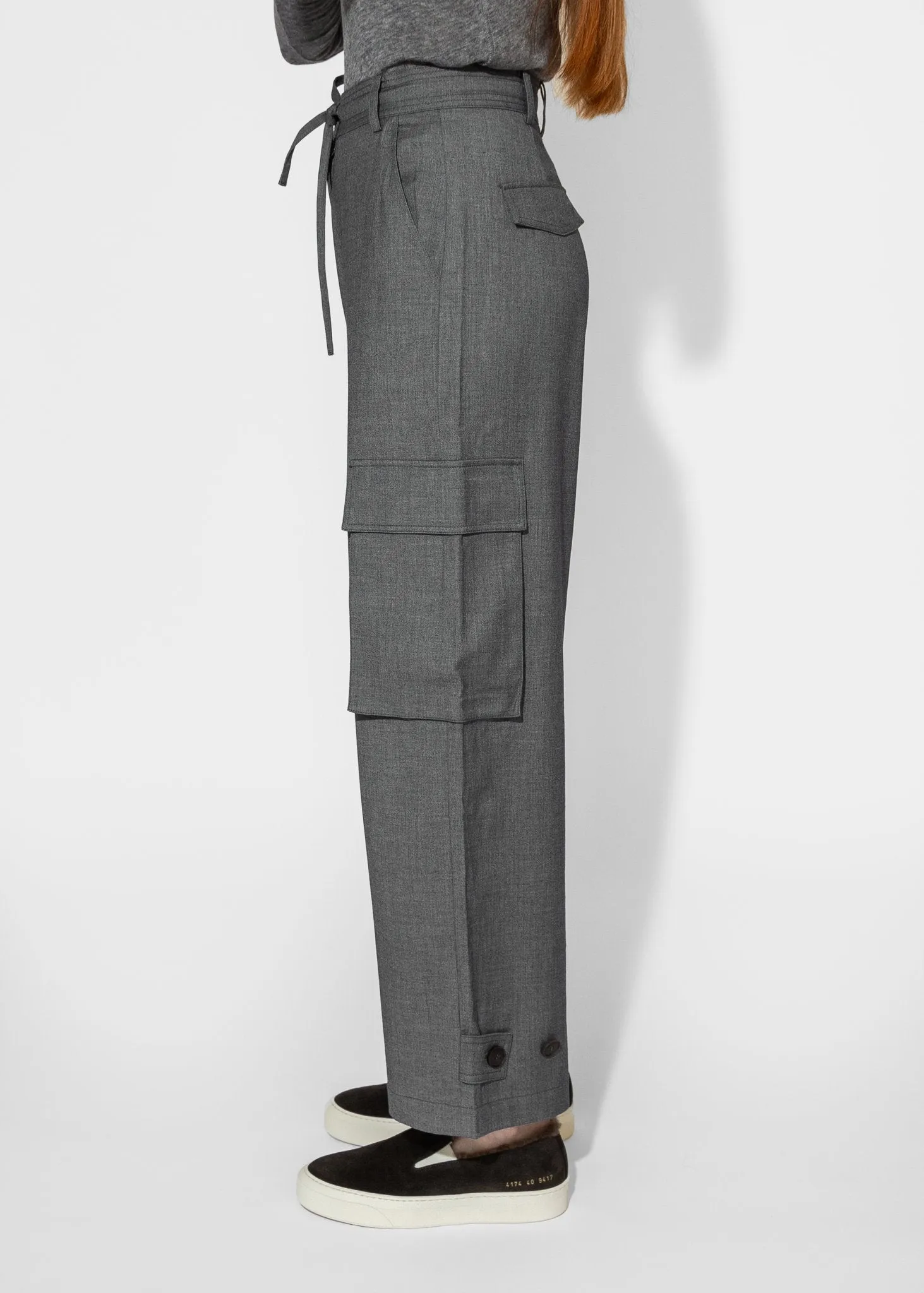 Wool Blend Cargo Pants in Gray
