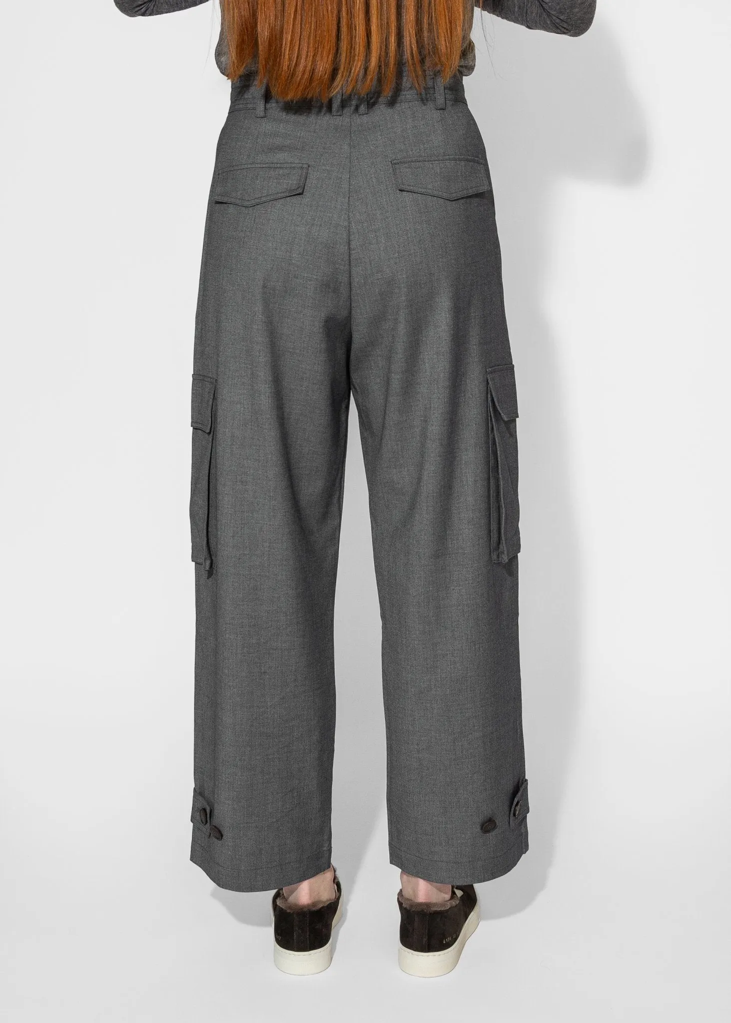 Wool Blend Cargo Pants in Gray