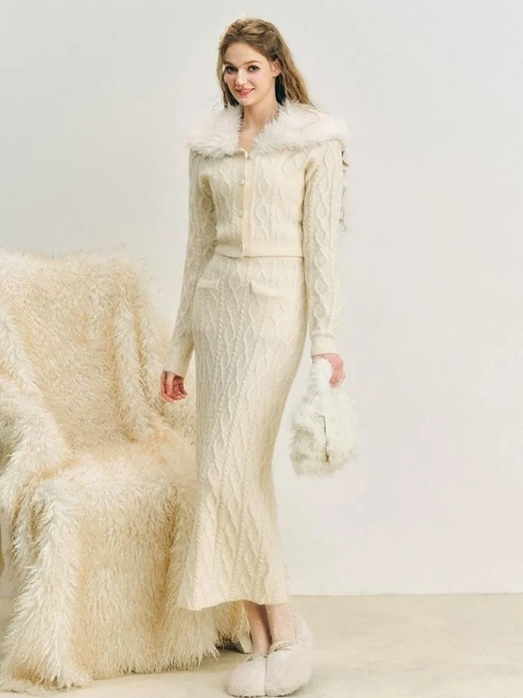 Wool knit suit skirt【s0000004613】