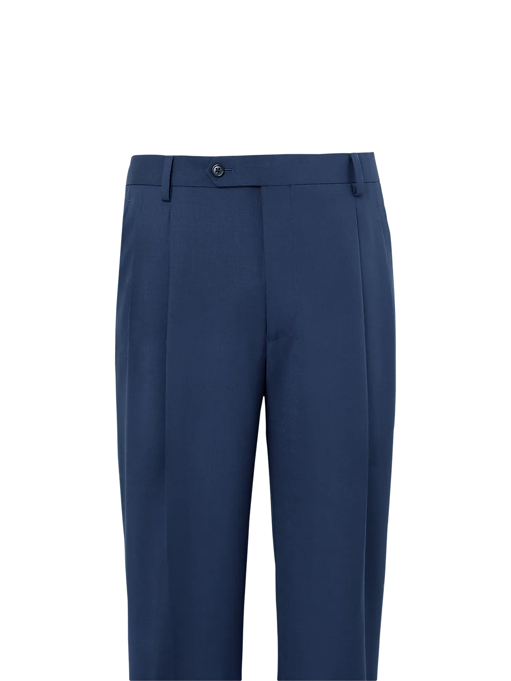 Wool Stretch Bengaline Pleated Suit Pants - Black