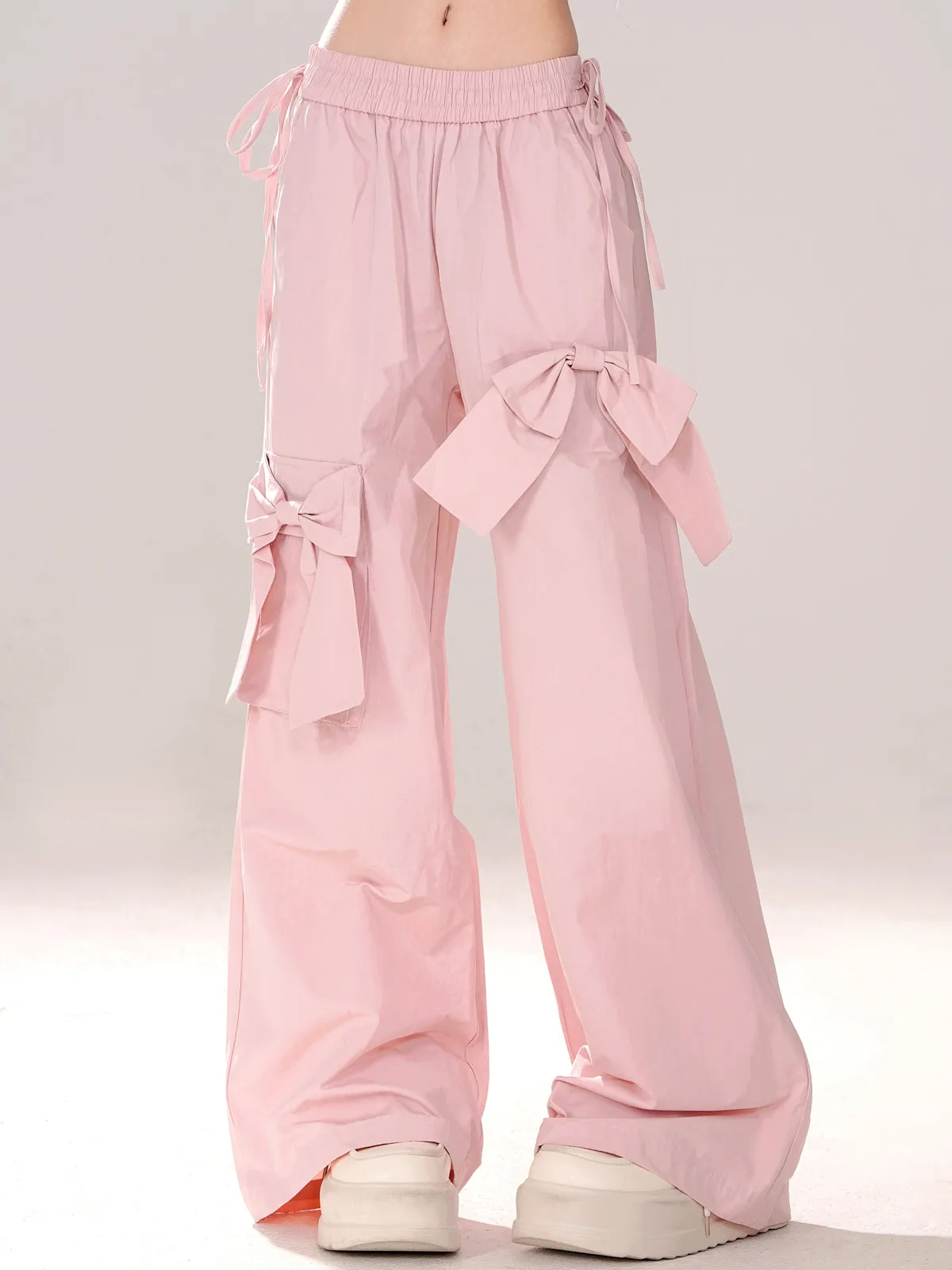 Young Eyes Sweet Girly Bow Pink Elastic Pants