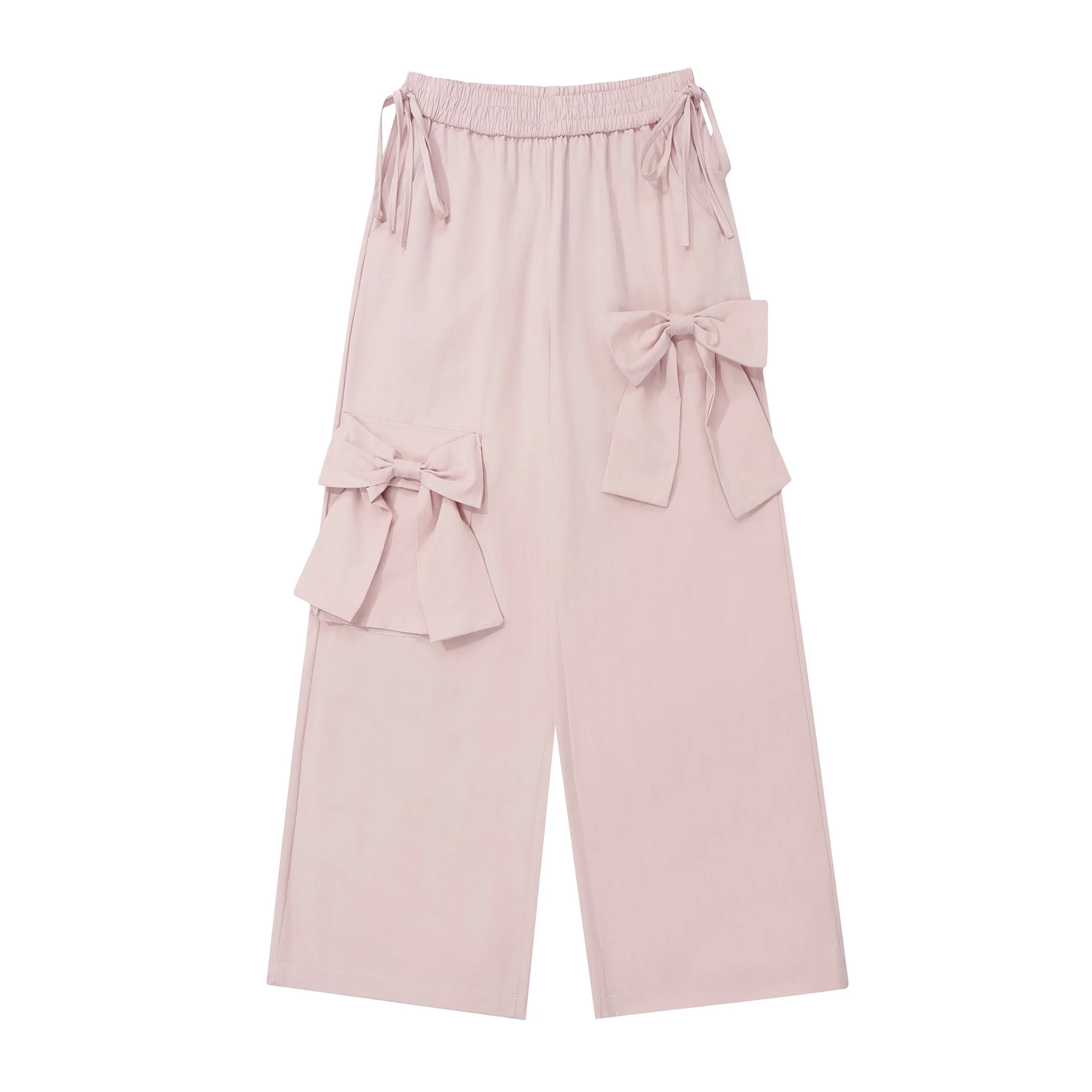 Young Eyes Sweet Girly Bow Pink Elastic Pants